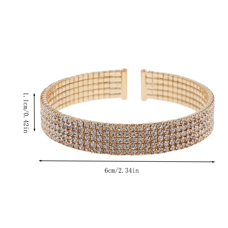 European and American cross-border factory direct sales 15-row full diamond open bracelet, exaggerated and trendy, perfect for balls, banquets, parties and gatherings pic 5