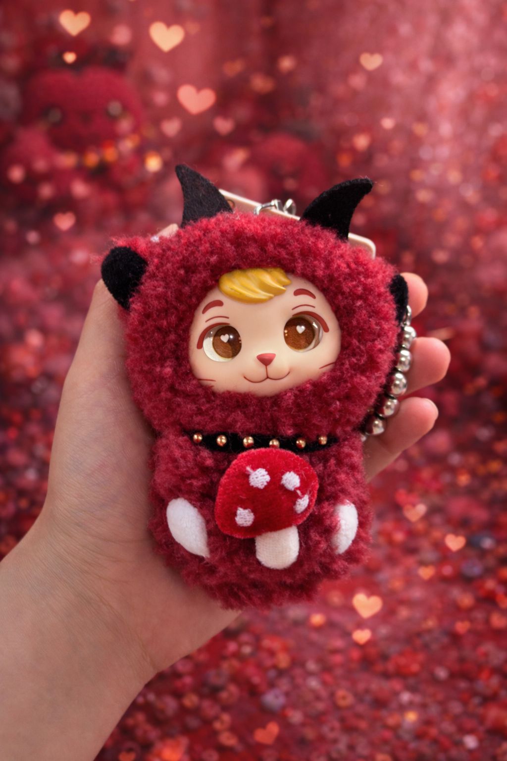 Original rubber face plush keychain pendant, plush doll figurine, birthday gift pic 2
