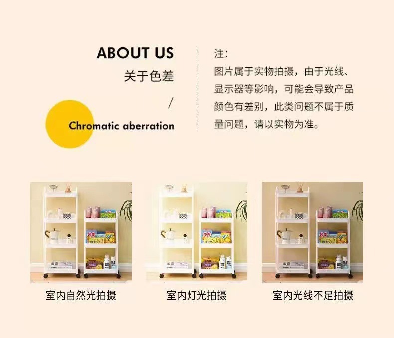 落地式可移动置物架 厨房客厅零食柜杂物收纳旋转多功能pp收纳架详情28