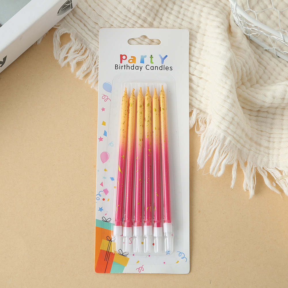 渐变光杆生日蜡烛创意浪漫派对蛋糕生日用品个性镀金渐变光杆蜡烛详情11