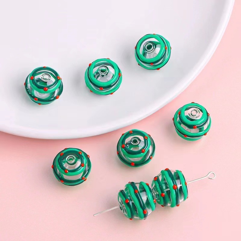 琉璃珠空心滴油波点爱心 波浪纹玻璃空心球串珠DIY手工耳饰品配件详情17