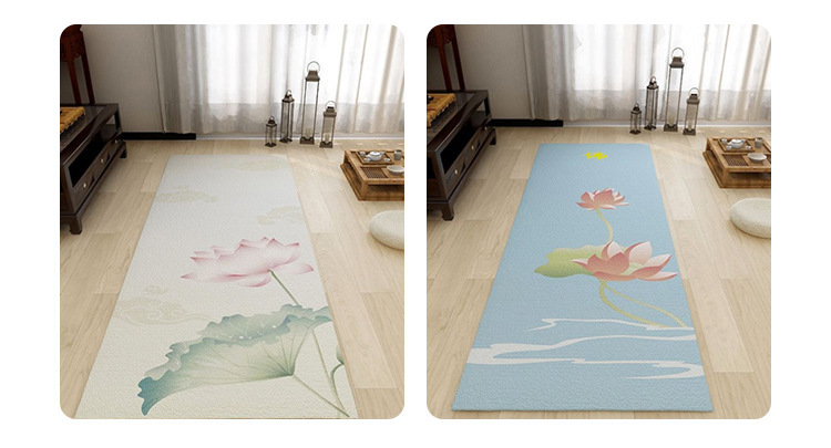 Modern Chinese-style lotus large prayer mat for home bedroom, long prayer mat, smooth crystal velvet large-sized lotus carpet pic 11