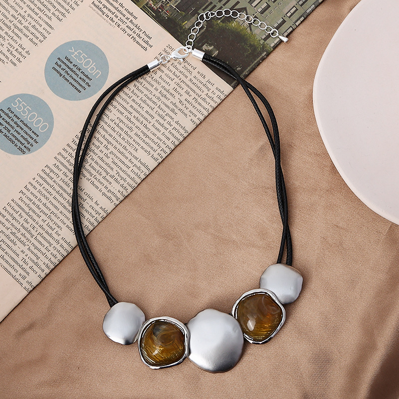 新款金属项链女士合金流行首饰欧美夸张项链高级感饰品外贸短项链详情9