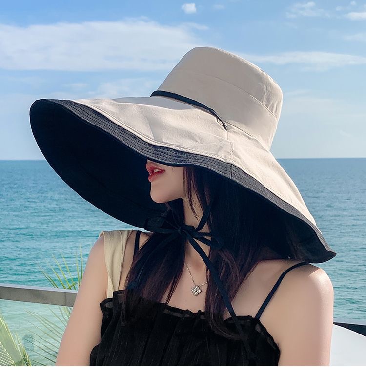 超大檐渔夫帽大沿女夏遮脸双面加大帽檐遮阳防晒帽子防紫外线太阳详情11