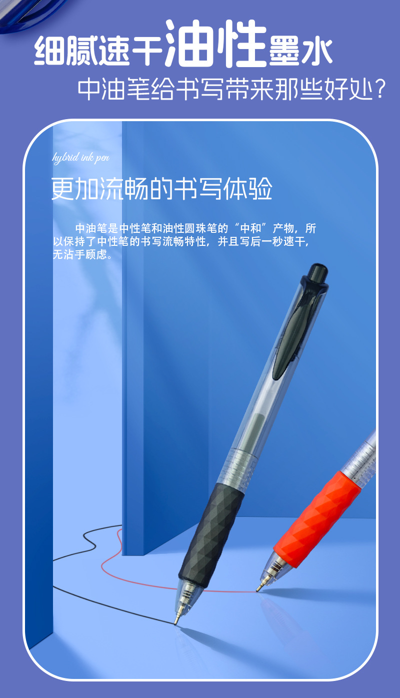 Sunnybelt按动式中油笔0.7mm圆珠笔油性笔芯空管产品展示图详情4