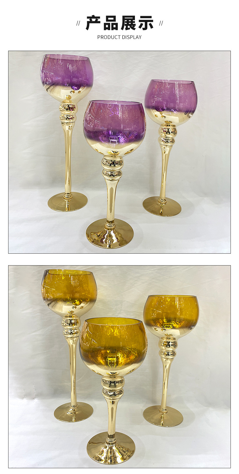 欧式创意烛光晚餐蜡烛杯 复古餐桌摆件星空高脚玻璃烛台浪漫道具详情7