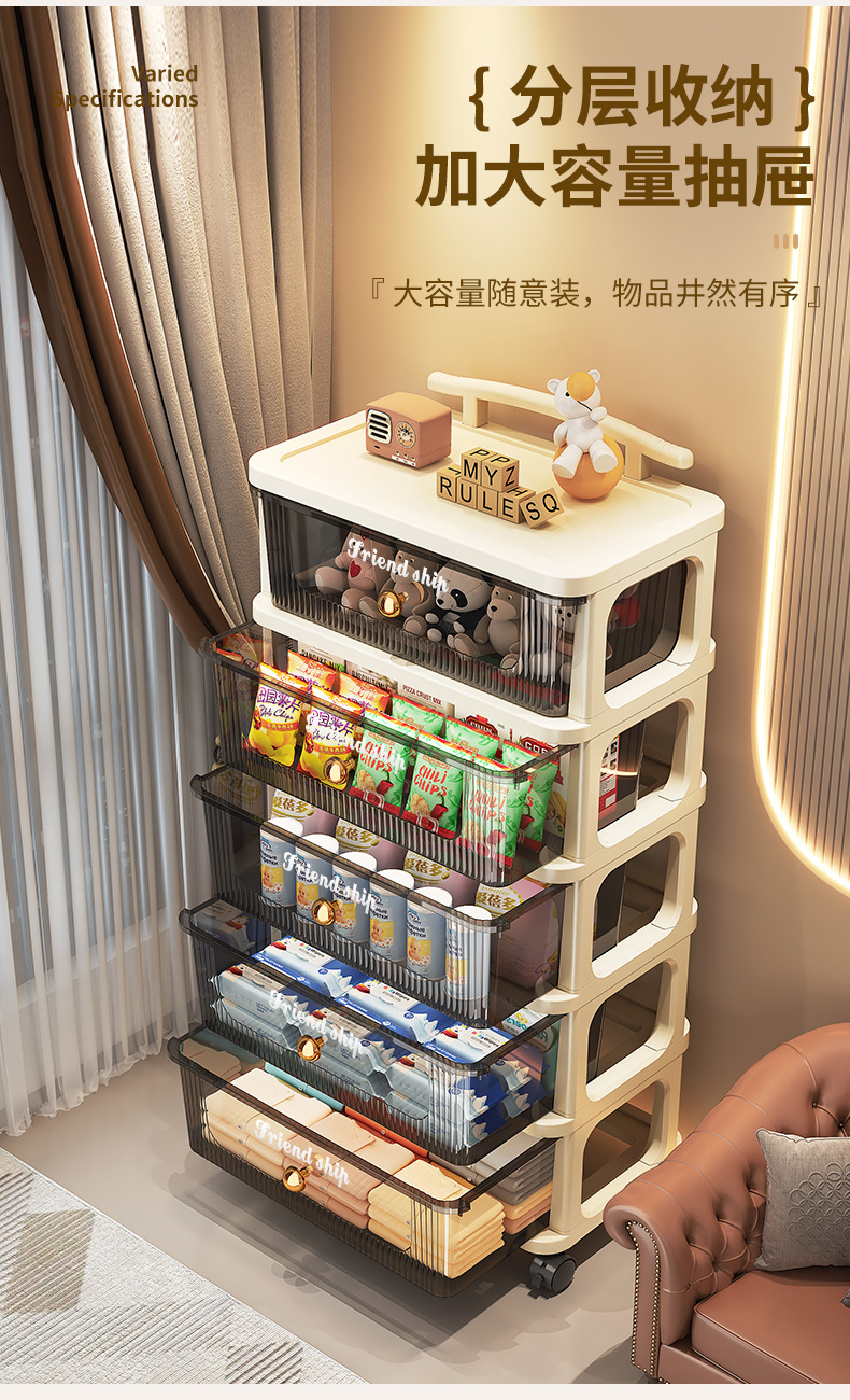Drawer-type storage cabinet, multi-layer organizing cabinet, storage cabinet, home living room snack cabinet, trolley, storage rack, movable pic 5