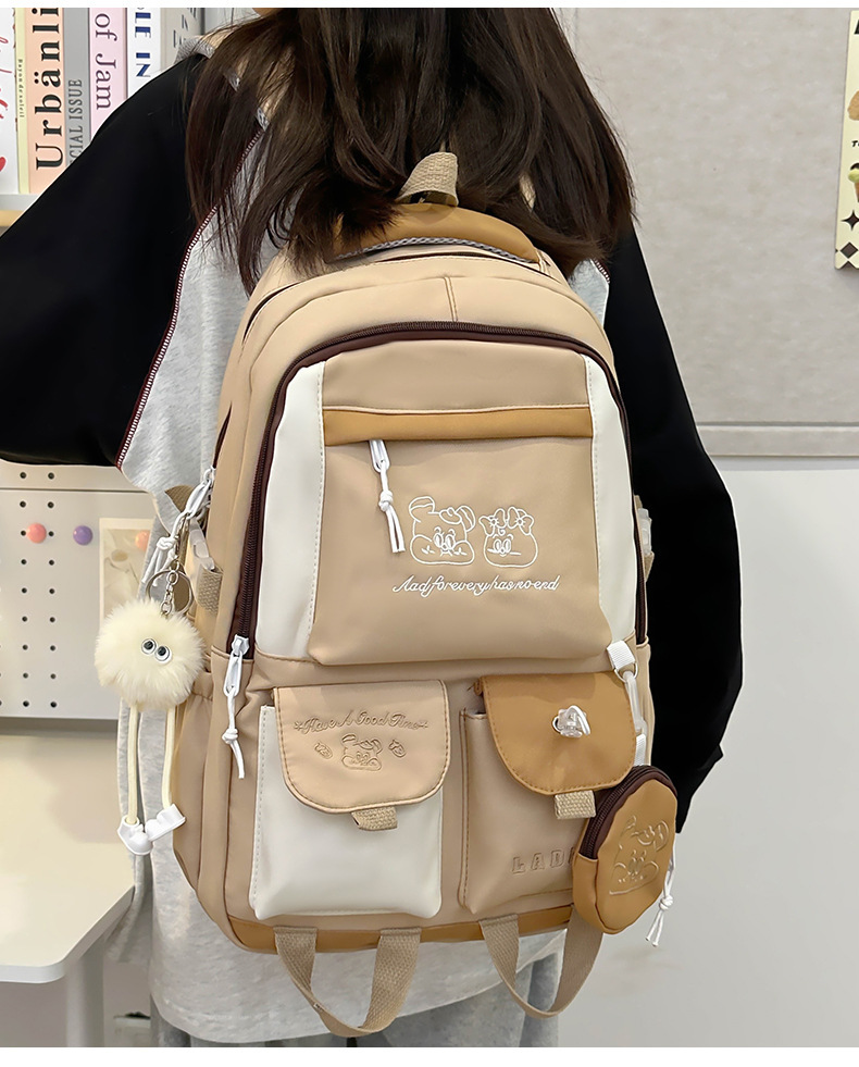 Japanese and Korean casual backpacks, forest-style schoolbags, multi-pocket schoolbags for primary school students, large capacity for cross-border travel for junior and senior high school students pic 27