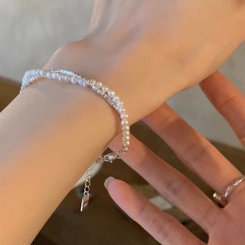 Korean-style fashionable and niche heavy craftsmanship pearl silver bead beaded bracelet for women, light luxury, exquisite and versatile. A perfect accessory for your best friend pic 4