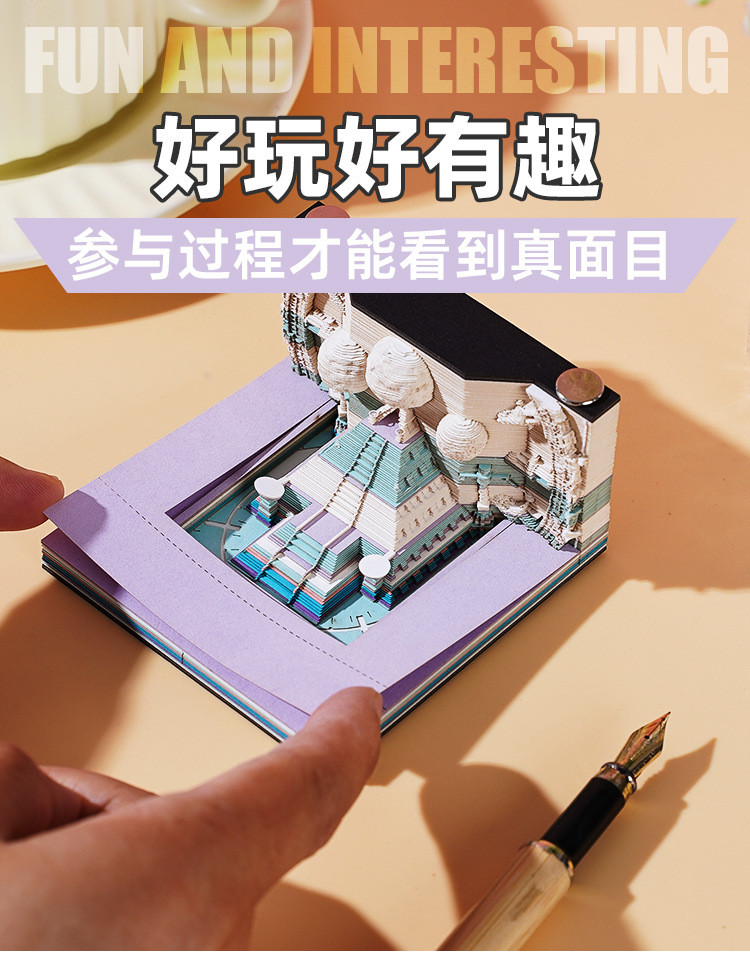 【 Paper-cut Trendy Trinkets 】 Creative 3d stereoscopic sticky notes, paper-cut sticky notes, festival gifts, desktop trinkets pic 3