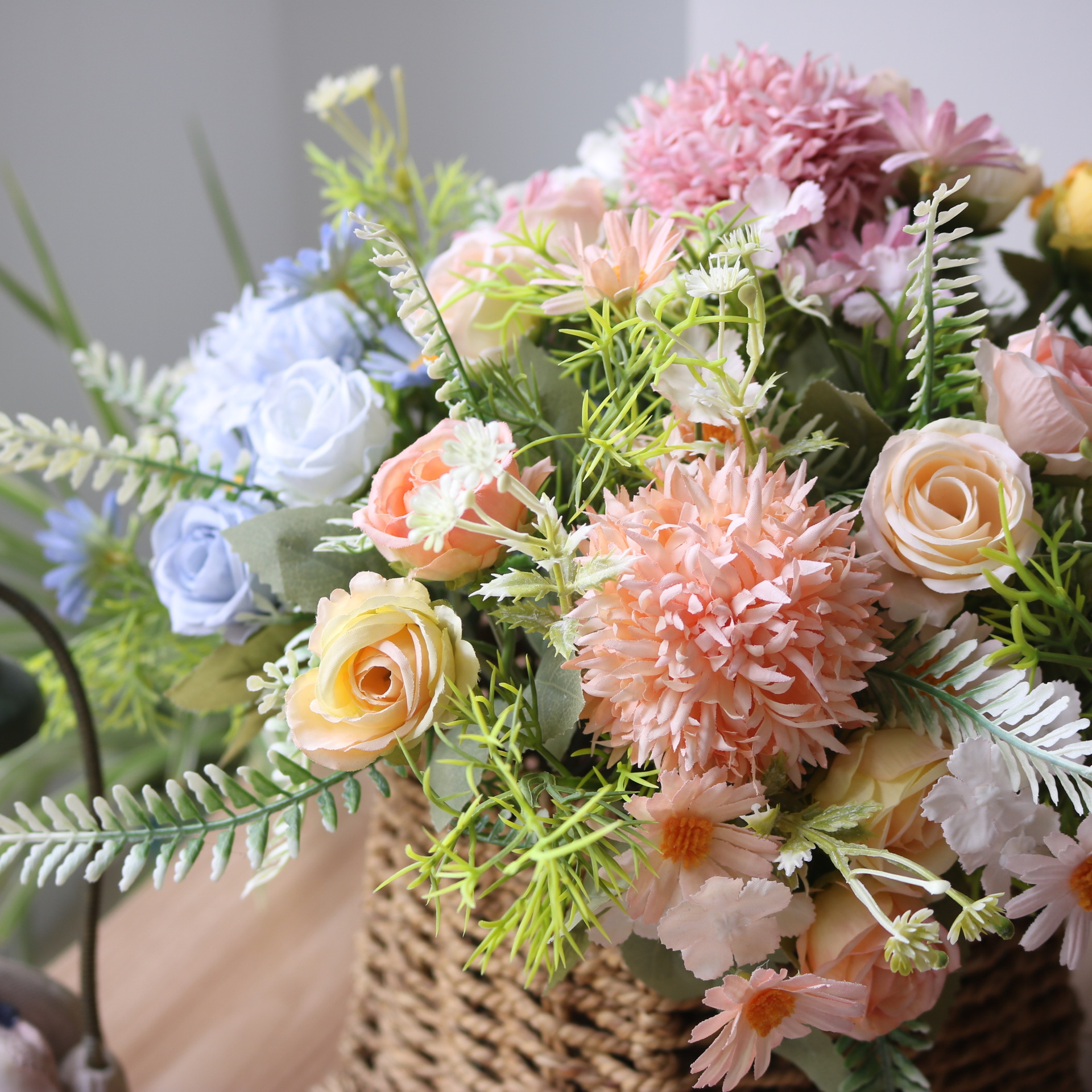 仿真花刺球玫瑰组合森系田园雏菊小把束家居装饰手工帽子头饰配件详情7