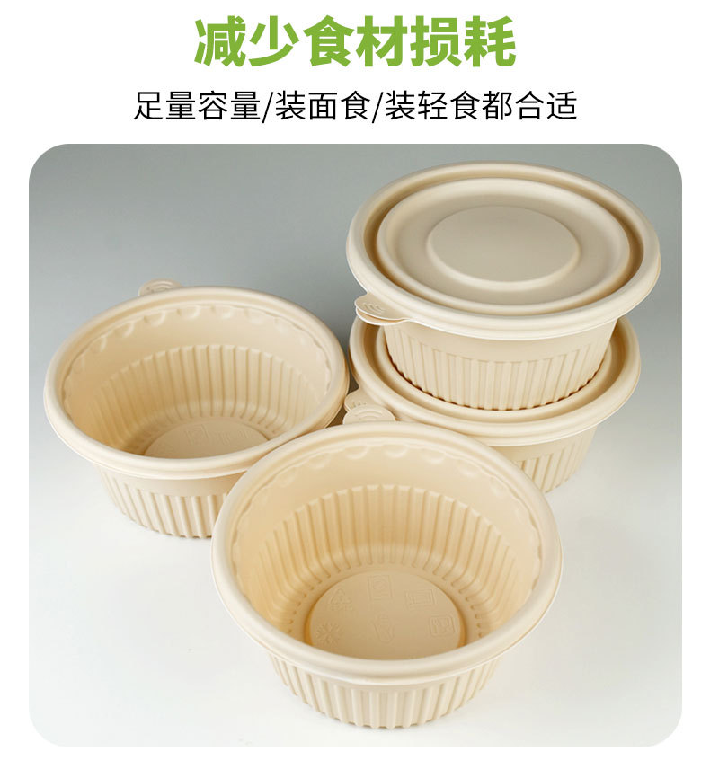 Corn starch lunch box 450 round, biodegradable, disposable takeout packaging box, thickened with lid, eco-friendly fast food box pic 10