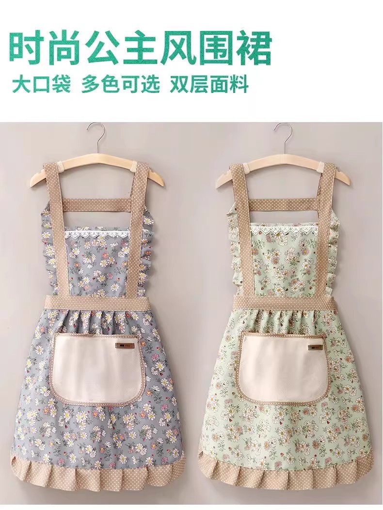 可擦手帆布家用围裙厨房耐脏防污防油透气女公主裙做饭围腰工作服详情1