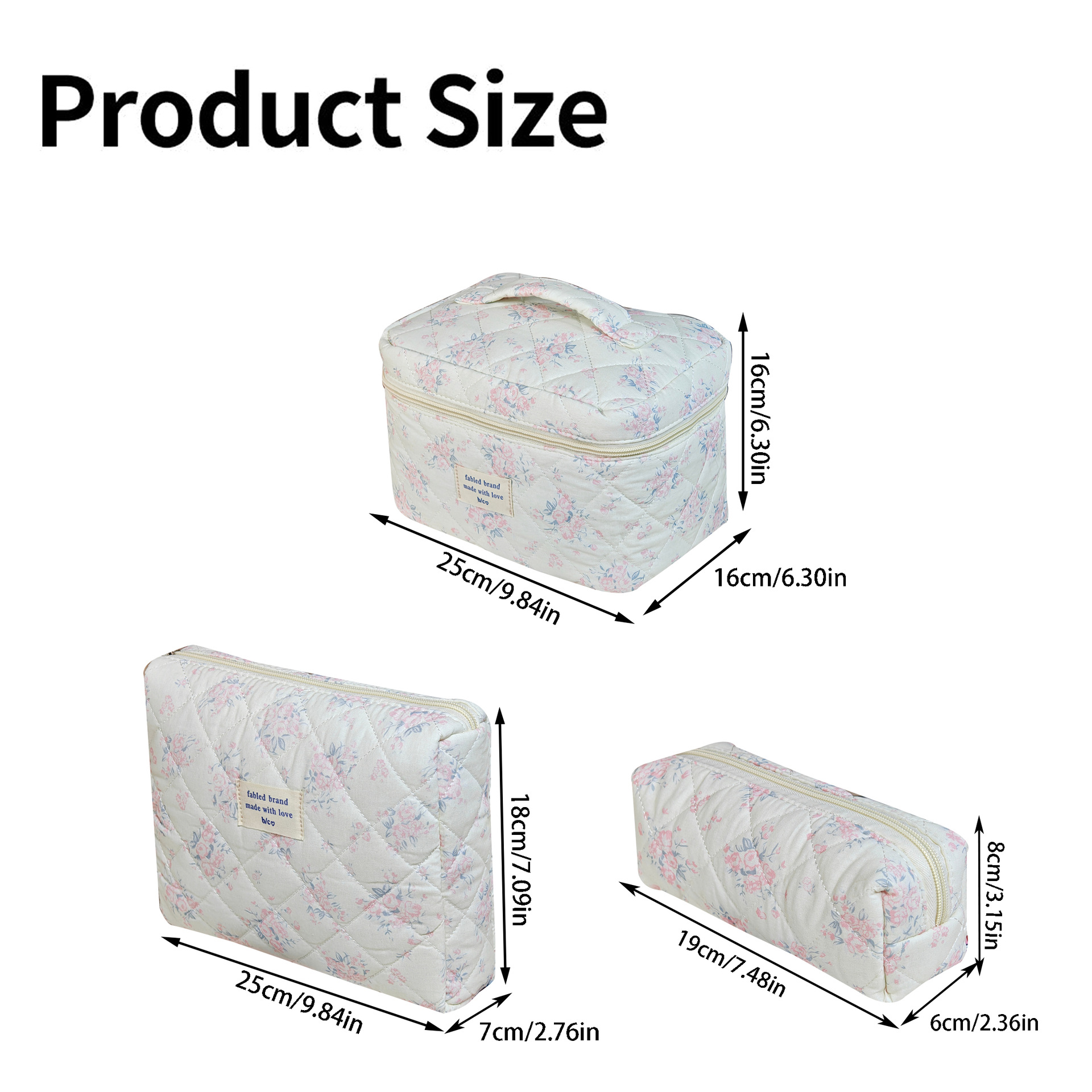 跨境热销大容量绗缝碎花化妆包女手提洗漱包护肤品棉布包收纳包详情9