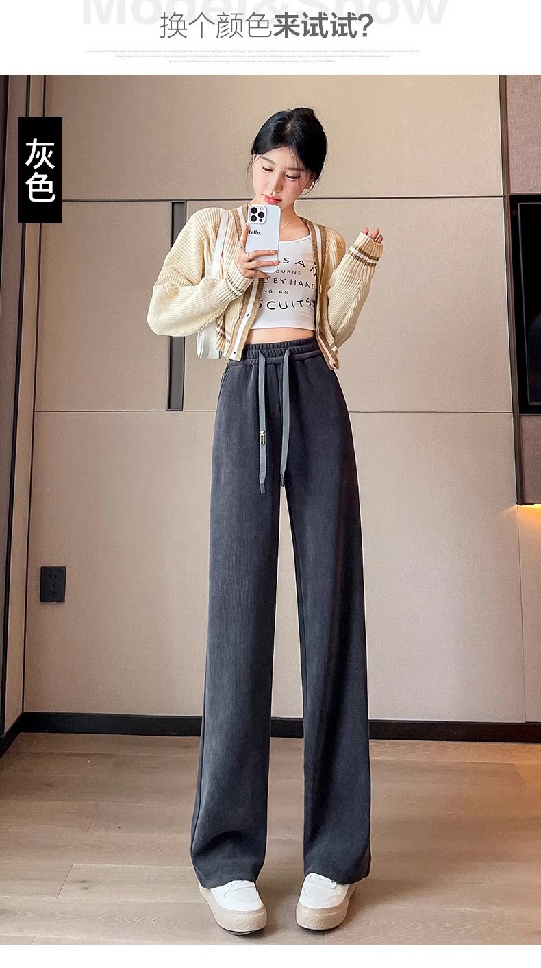 窄版阔腿裤子女2024春季新款高腰显瘦直筒裤休闲拖地长裤通勤风详情21