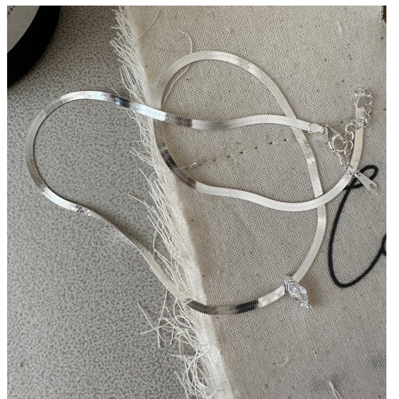 S925纯银韩版小众设计感锆石刀片项链韩国风时尚INS博主款锁骨链详情12