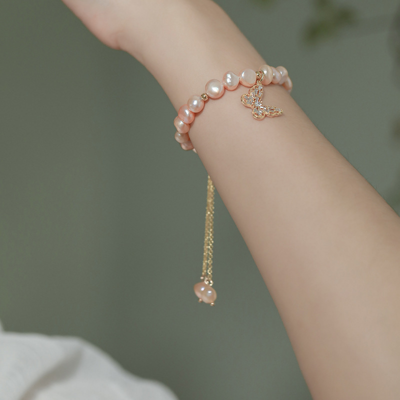 淡水珍珠微镶锆石蝴蝶手链气质手饰韩版闺蜜网红手串复古简约饰品详情11
