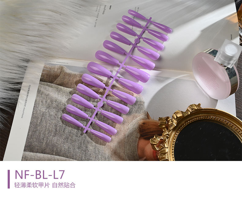 The long ballet nail with solid color and glossy oil from Europe and America, the mid-length trapezoidal nail art piece, and the false nails are exquisite and simple pic 7