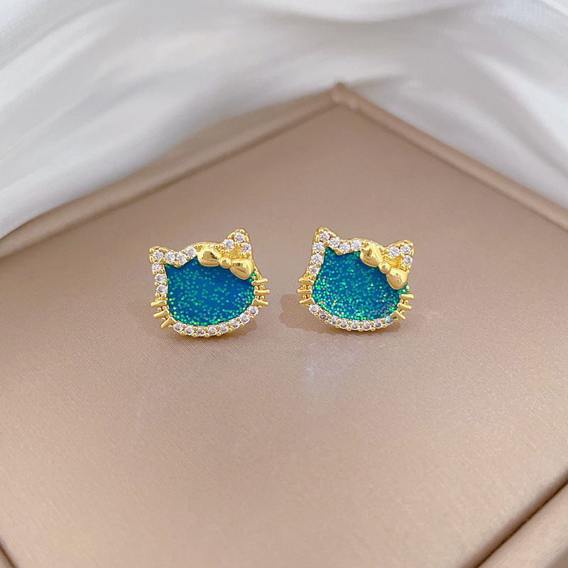 【钛钢】炫彩蝴蝶结猫咪轻奢气质华丽满钻项链女百搭锁骨钛钢链详情16