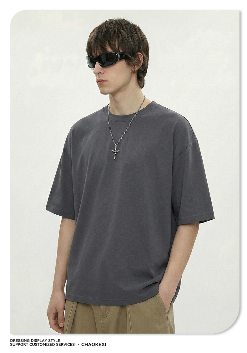 CKX男装2026春夏季305G重磅t恤男美式纯棉潮牌纯色短袖t恤男详情32