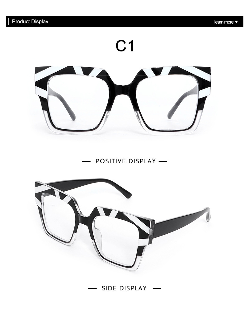 European and American trendy eyeglass frame for women, 2024 new style fashionable anti-blue light eyeglass frame, multi-color square large frame flat light glasses pic 7