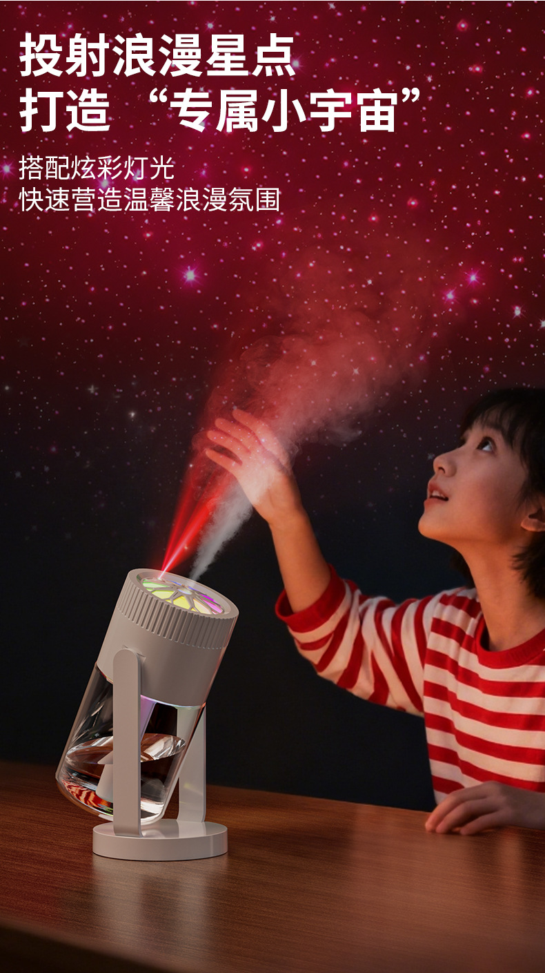 新款满天星摇头加湿器 家用大雾量静音迷你小型车载补水空调加湿详情4