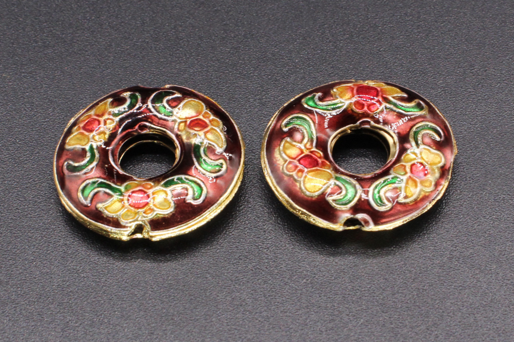 Traditional high-temperature enamel mechanism silver-blue ancient-style jewelry accessory, back cloud partition bead cloisonne 22mm peace pendant pic 12