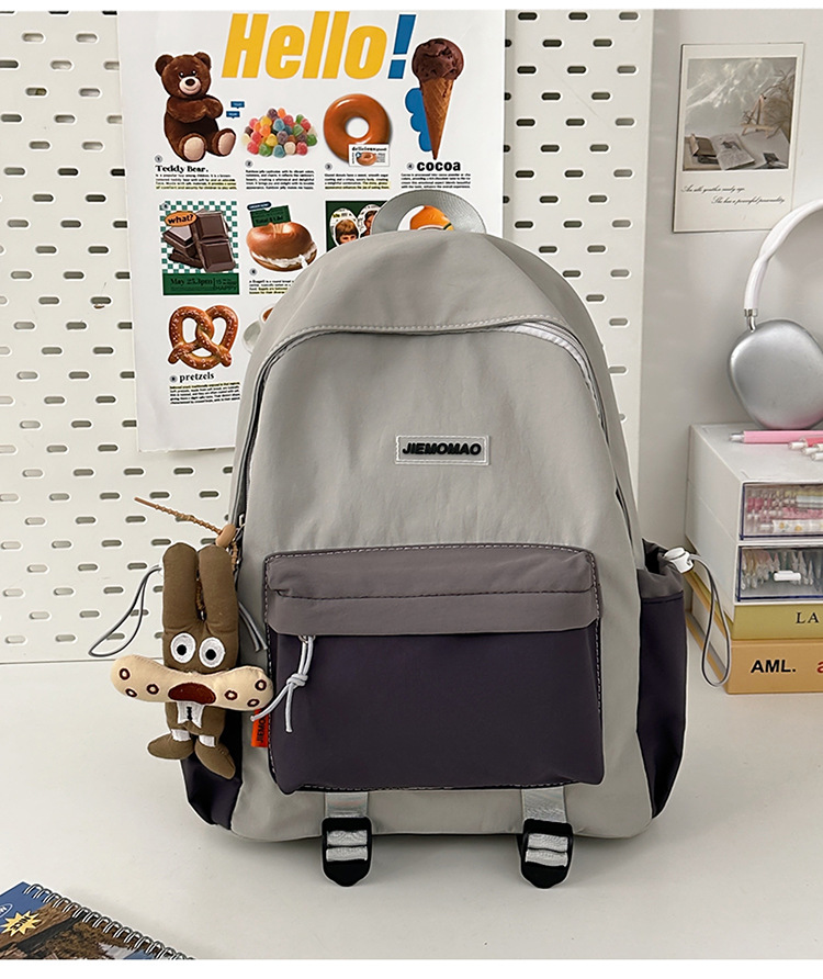 跨境新款学院风百搭双肩包初高中学生上课书包撞色洋气轻便双背包详情39