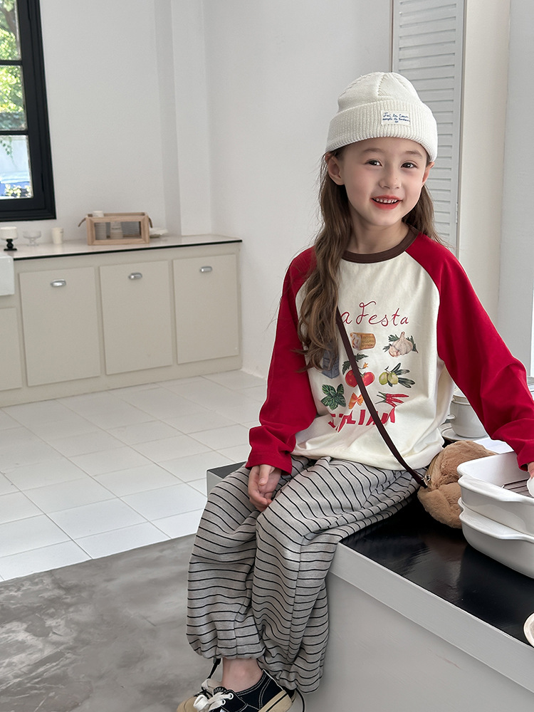 2024秋季新款儿童秋装长袖T恤上衣女童宝宝230克卡通插肩打底衫潮详情35