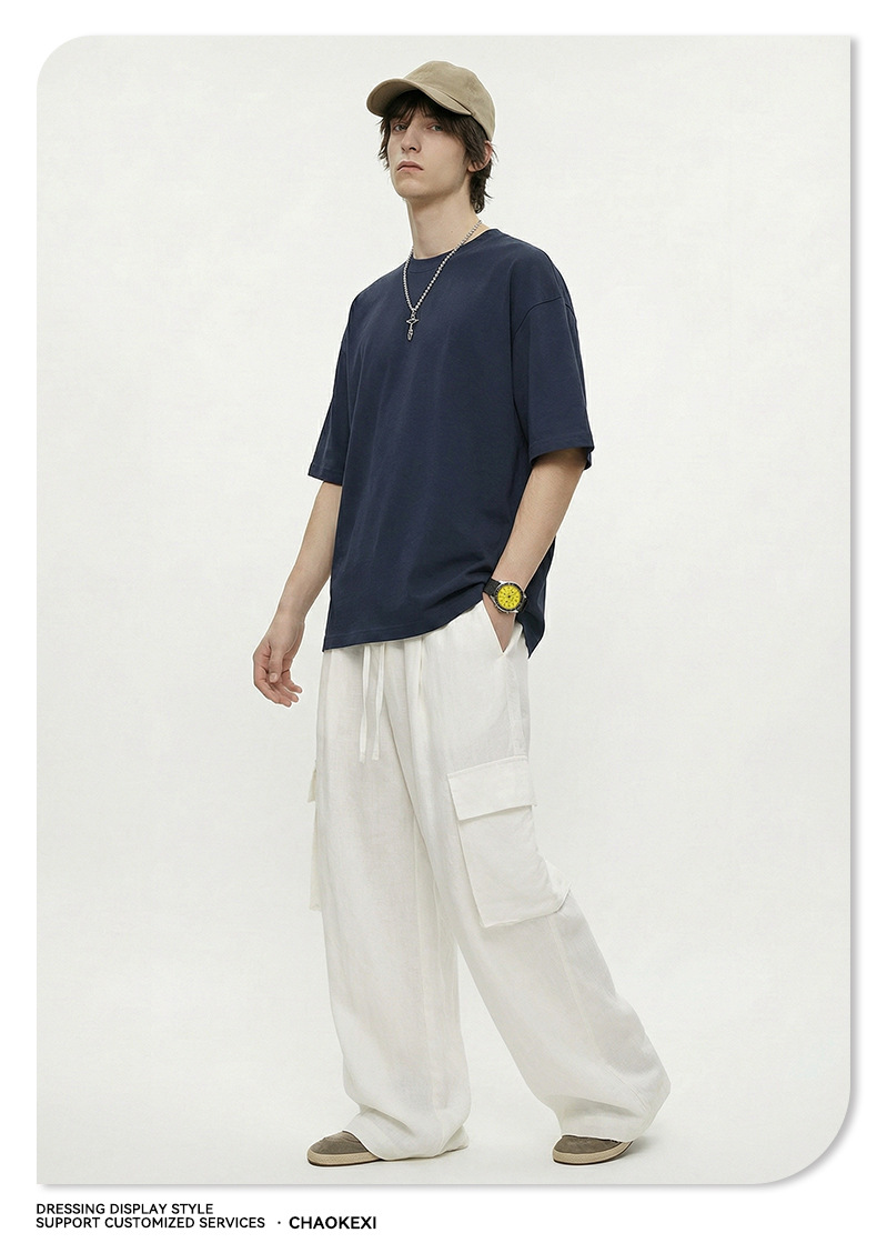 CKX Spring/Summer 2026 New 230G double-yarn pure cotton European and American trendy brand cool solid color loose large-sized short-sleeved T-shirt for men pic 26