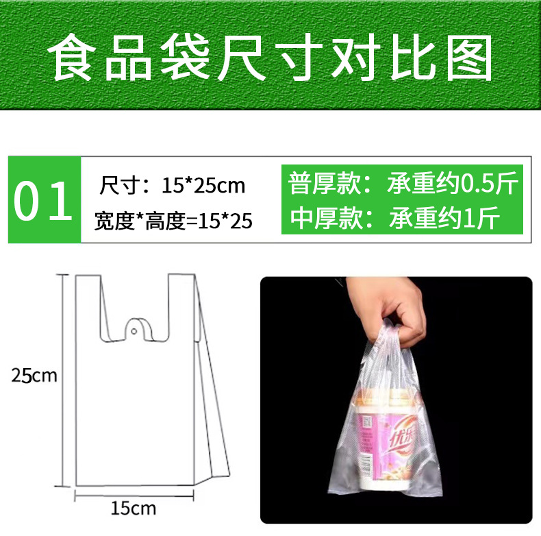 白色塑料袋加厚食品级打包袋超市透明购物袋水果袋外卖手提袋批发详情13