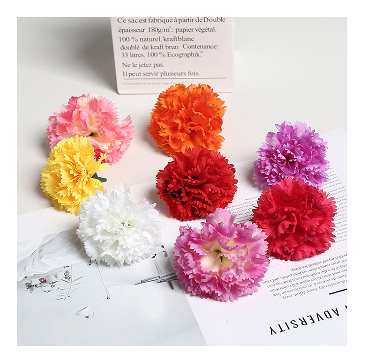 8cm仿真多色绢布康乃馨花头母亲节花束家居装饰diy插花蛋糕花配件详情8