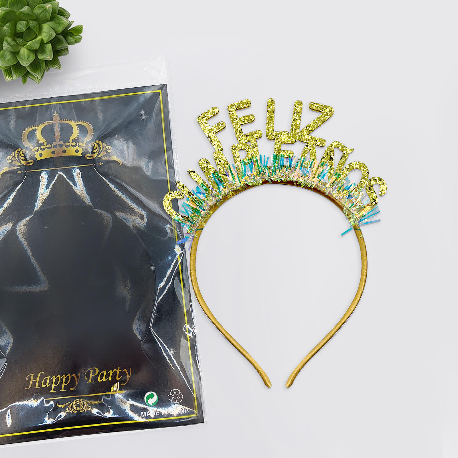 闪粉生日发箍西语英语多款Feliz闪粉金丝西生日派对头箍聚会拍照详情10