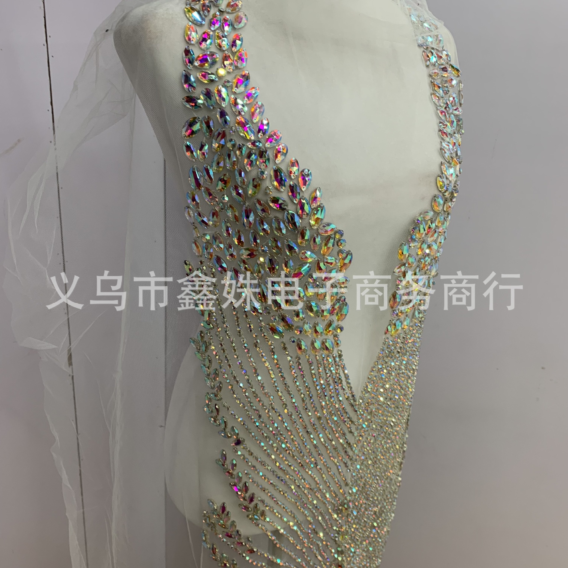 Red large-sized, super-heavy, luxurious large diamond, hand-stitched beads, luxury wedding dress and evening gown, glass rhinestone cut pieces, clothing accessories pic 7