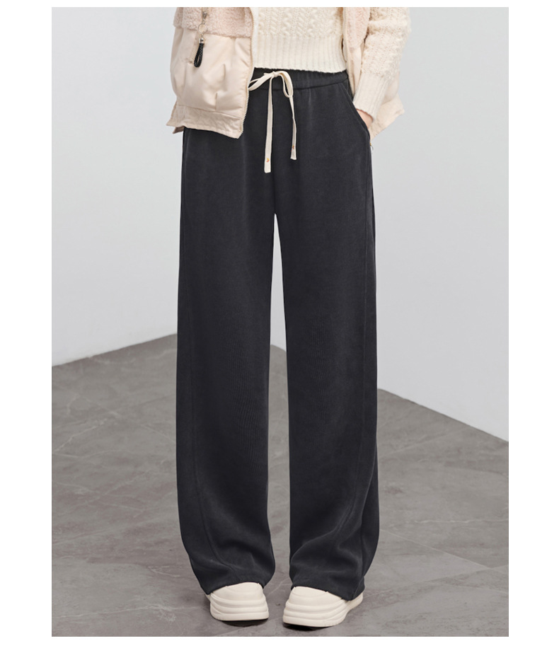 欧棉绒窄版阔腿裤女秋冬2025新款休闲高腰显宽松瘦垂感款式直筒裤详情32