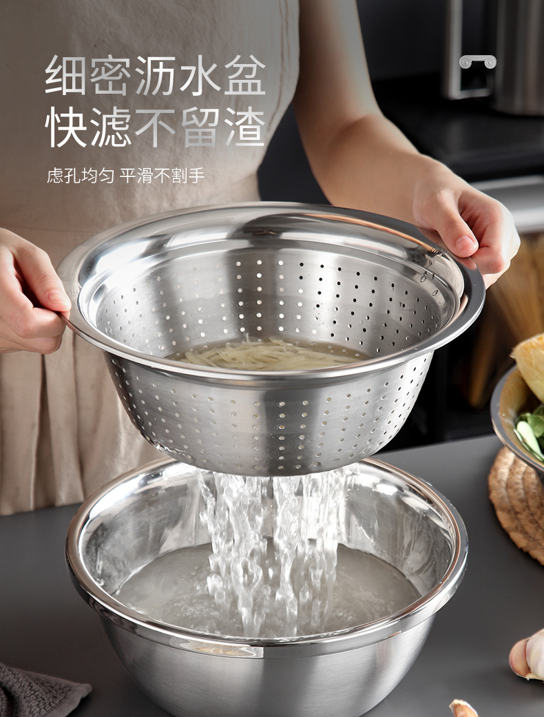 不锈钢刨丝器沥水盆 多功能洗米碗 刨丝盆创意厨房刨丝盆详情8