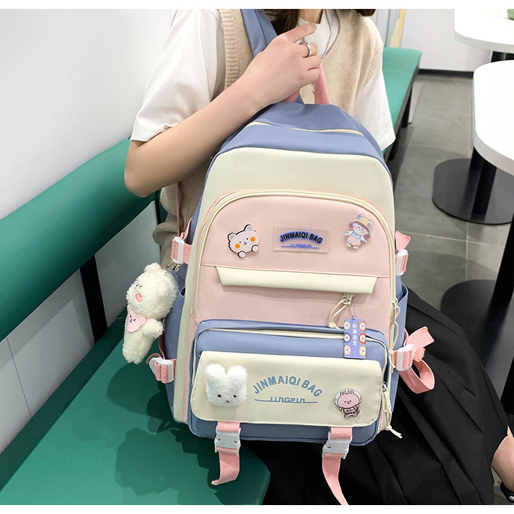 可爱书包双肩包女生ins五件套背包女日系甜美女生补课校园双肩包详情17