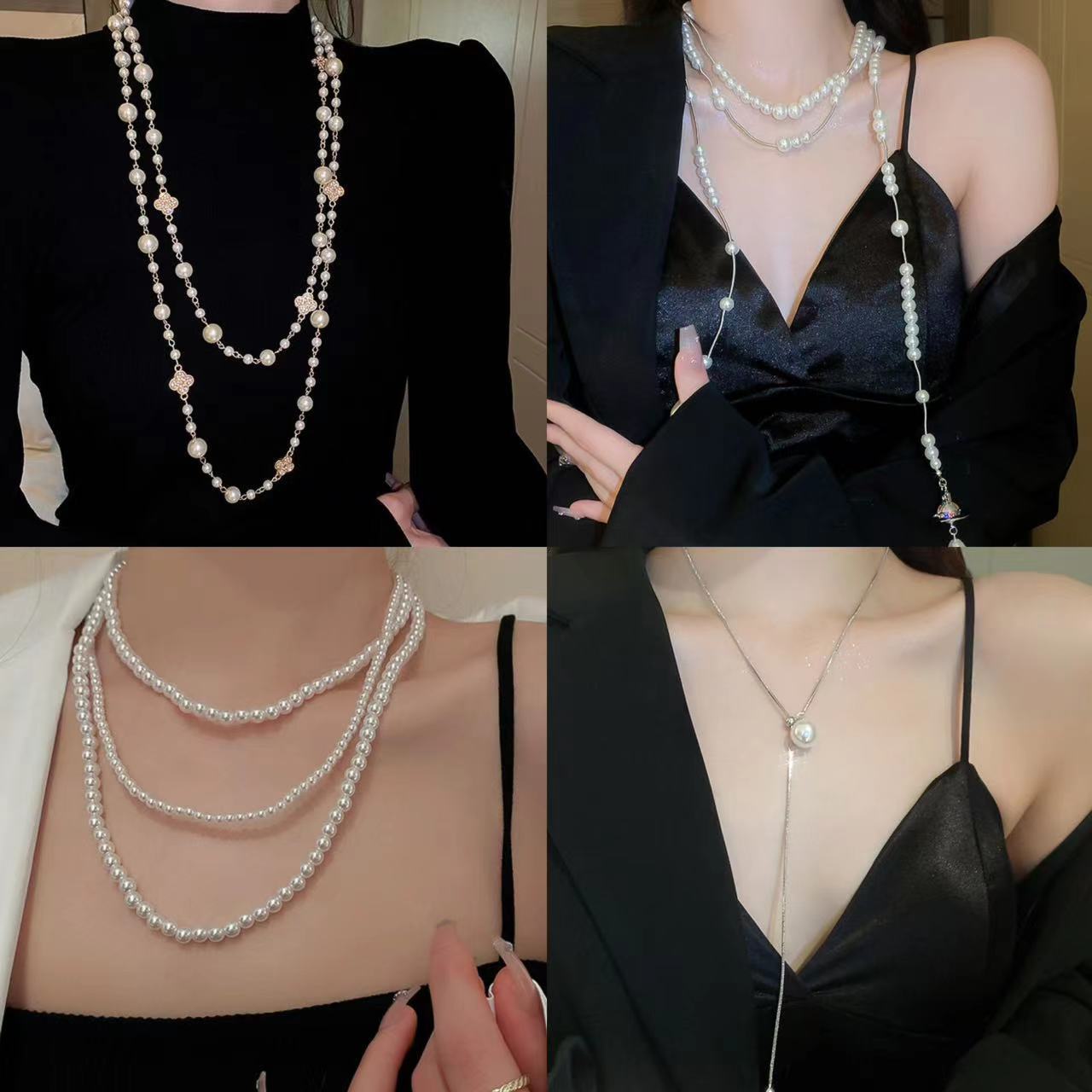 Irregular long pearl necklace, French light luxury style, sweater chain, niche simple and high-end necklace wholesale for women pic 2