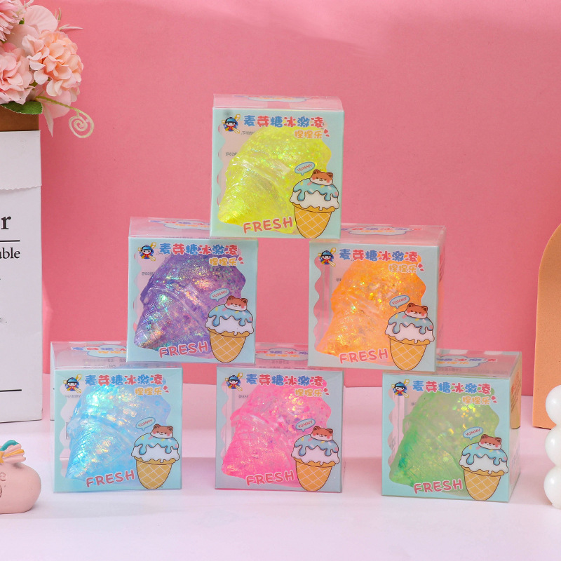 Gold powder ice cream maltose kneading Fun Stress-relieving toys Release food play slow rebound wholesale educational parent-child interaction pic 2