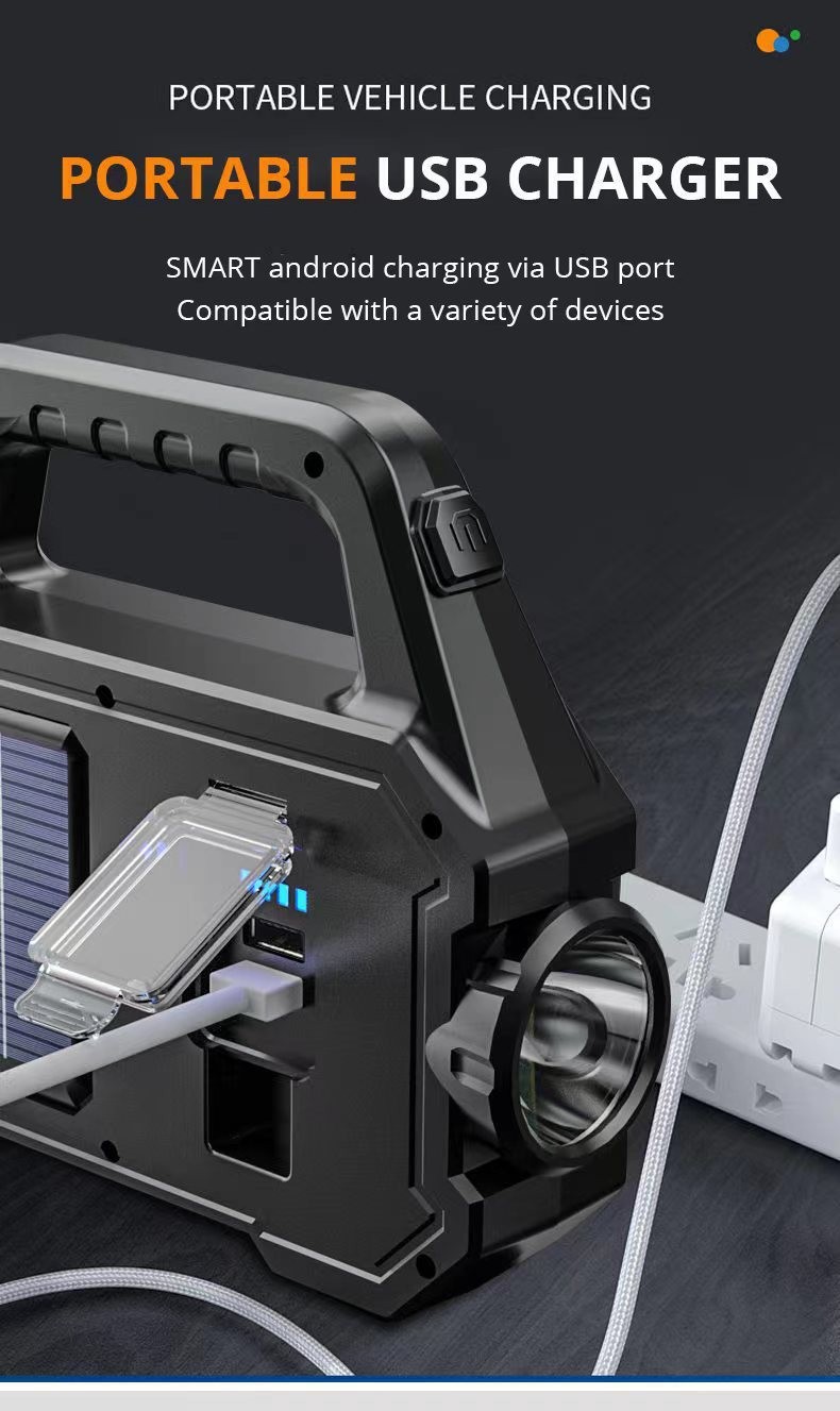 New cross-border LED multi-functional solar charging portable lamp, strong outdoor high-power ultra-bright long-range camping pic 9