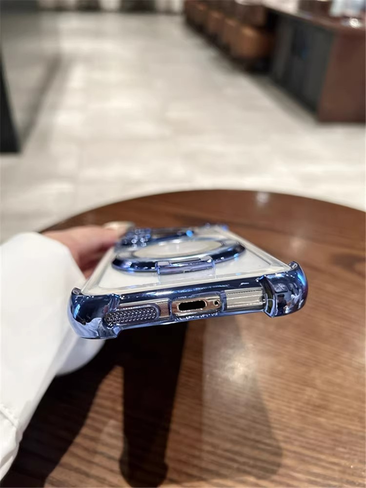 Compatible with Huawei Pura70Ultra phone case, transparent electroplated airbag, magnetic stand, p70Pro all-inclusive lens pic 9