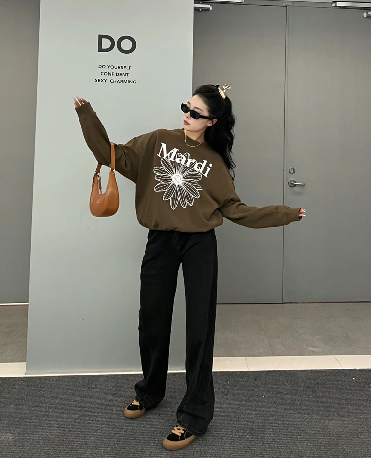 现货韩国潮牌Mardi卫衣女小雏菊24新款印花圆领上衣一件代发详情20