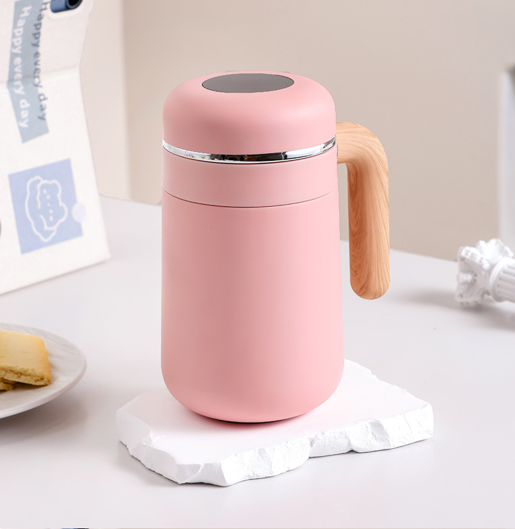 316 tazas aislantes de acero inoxidable simple mujeres de alta apariencia tazas de café horizontales simples mango de grano de madera tazas de oficina tazas de agua para estudiantes pic 12