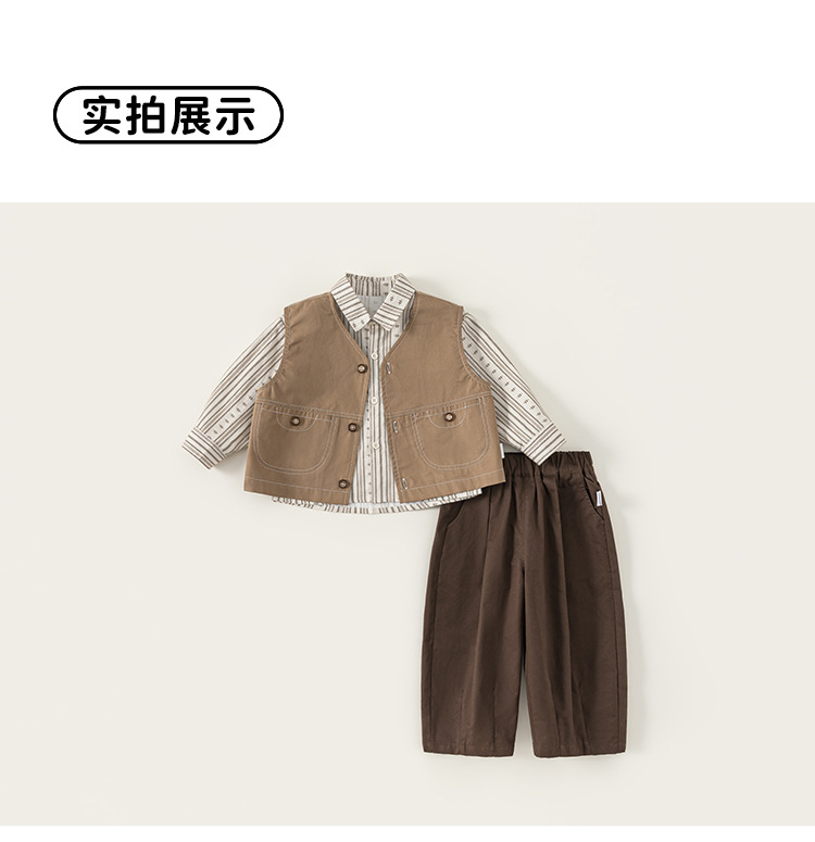 宥宝2026新款男童韩版秋装马甲三件套潮童装套装详情16