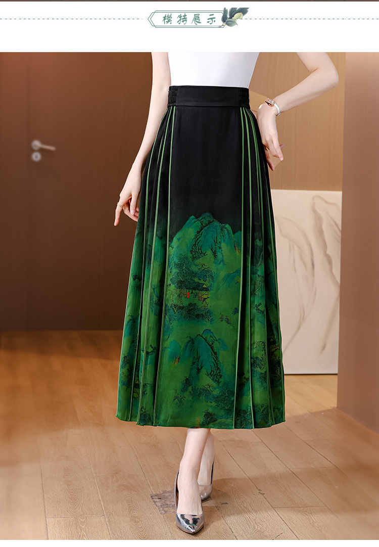 高品质气质马面裙香云纱新款高腰显瘦轻国风桑蚕丝真丝A字半身裙国潮详情11