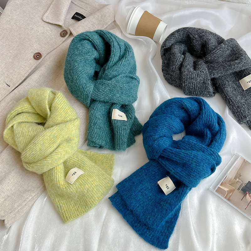 Soft and fluffy egg wool and yarn scarf for women, winter soft and glutinous knitted warm and thick ins student scarf manufacturer pic 6