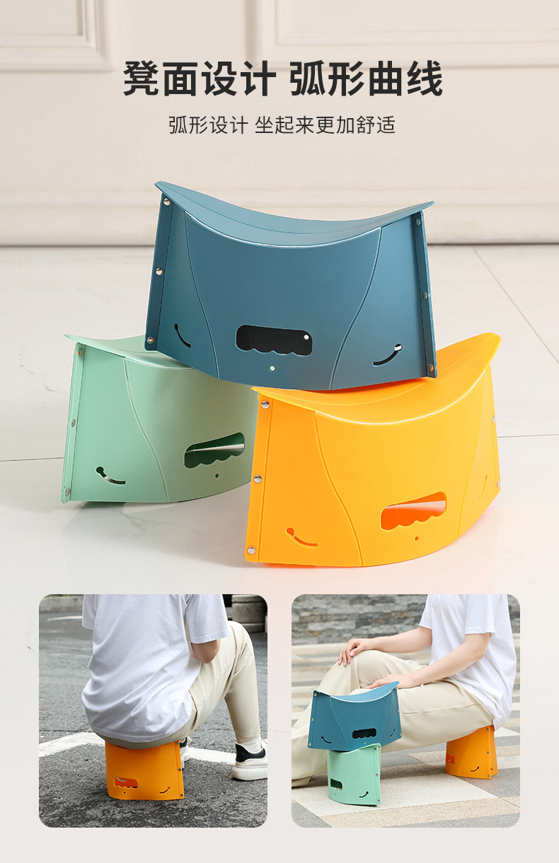 卡片折叠凳子 户外野营钓鱼多功能便携手提篮 折叠凳便携塑料凳子详情8