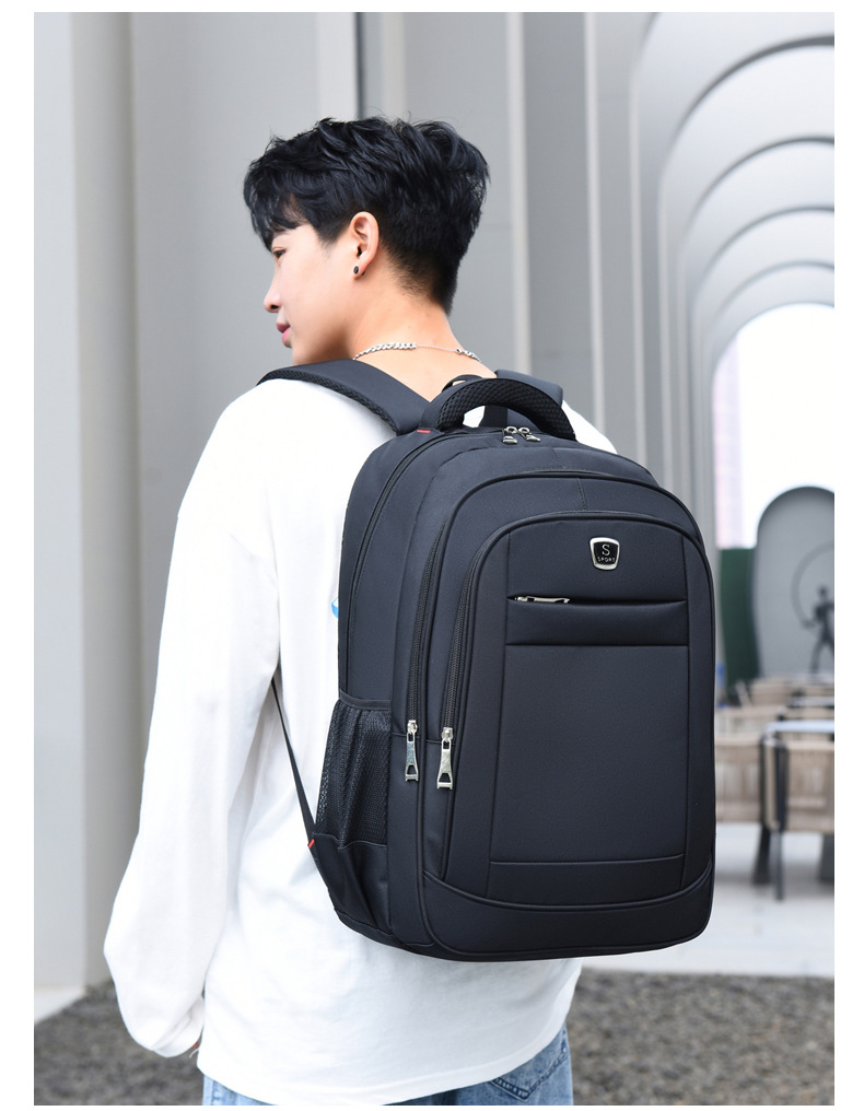 黑色双肩包户外男女通用幼儿园书包电脑背包主体18寸详情14