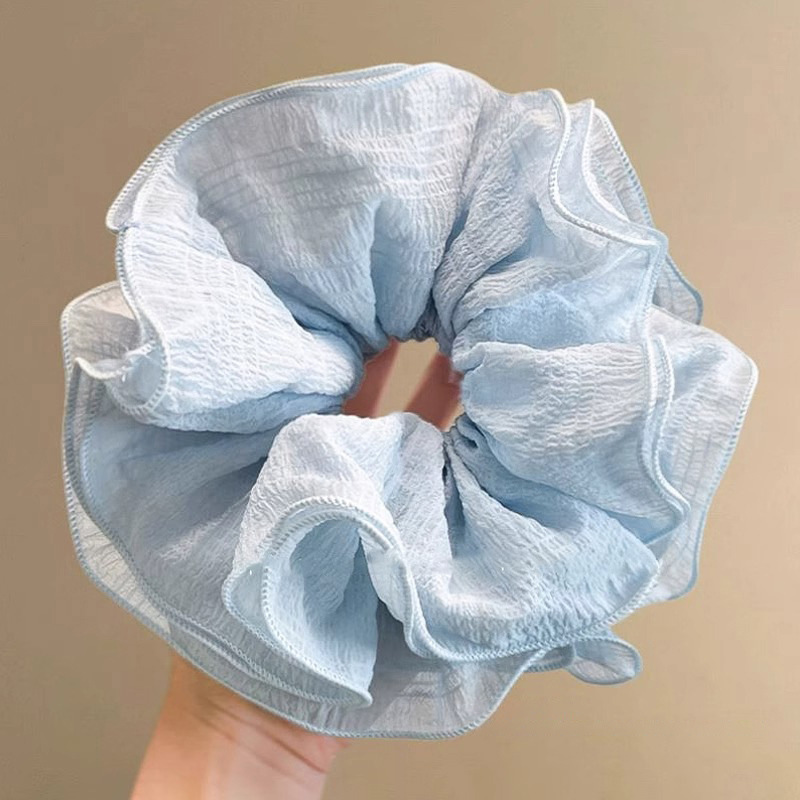 High-end pink mesh large intestine hair tie for Spring/Summer 2025, a feminine and atmospheric ponytail hair accessory pic 10
