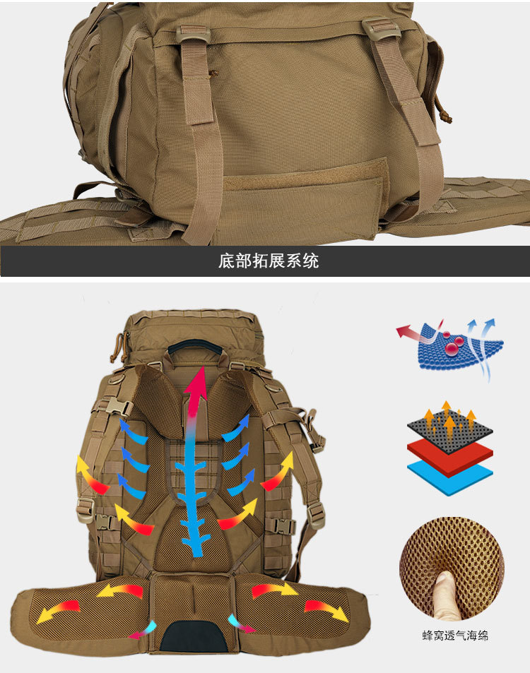 В открытом походе 90L тактический рюкзак с большой нагрузкой на спину, MOLLE, многофункциональный, с двумя плечами на открытом воздухе pic 5